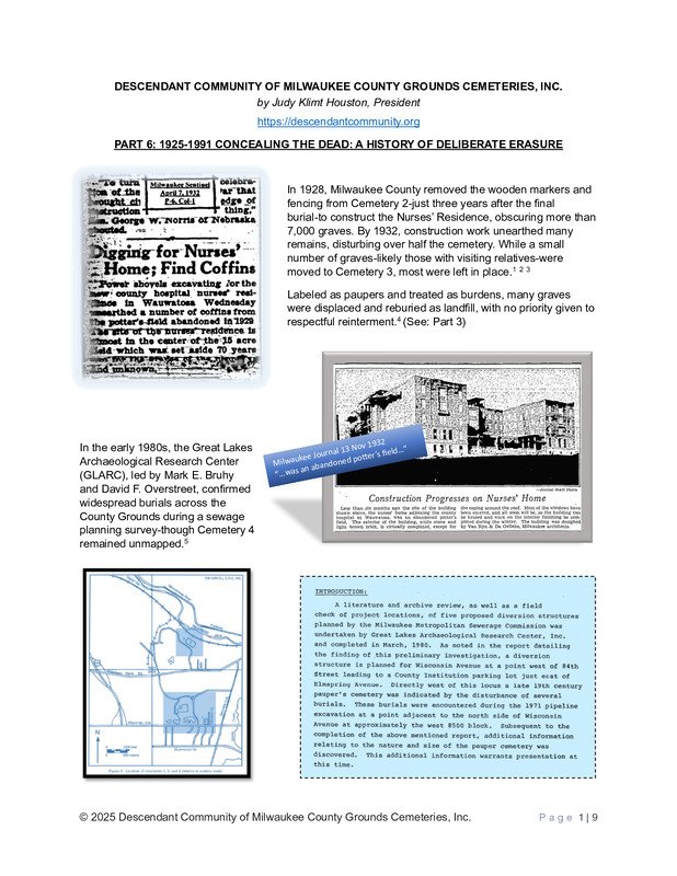 Part 6: 1925-1991 Concealing the Dead: A History of Deliberate Erasure